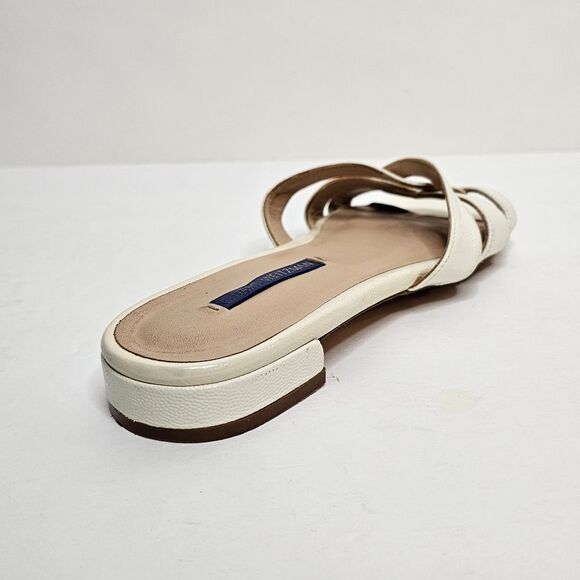 STUART WEITZMAN Cream Looped Knot Cami Leather Slide Sandals - Picture 7 of 11